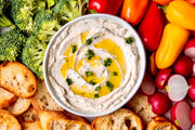 garlic and basil goat cheese dip bread veggies 