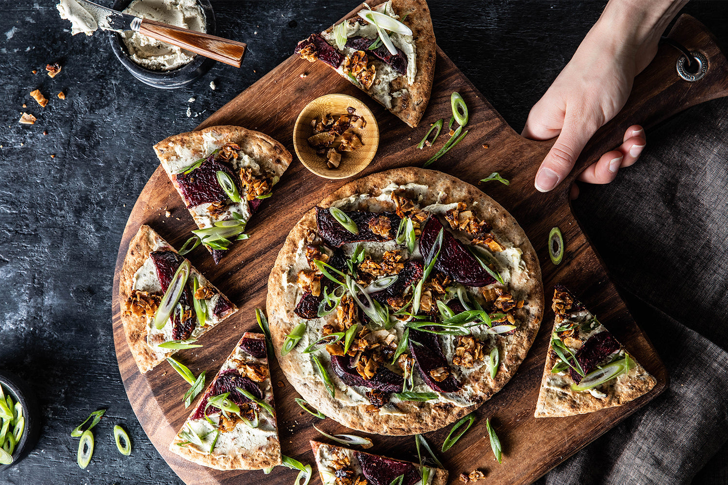 Beet and Coconut Bacon Flatbreads