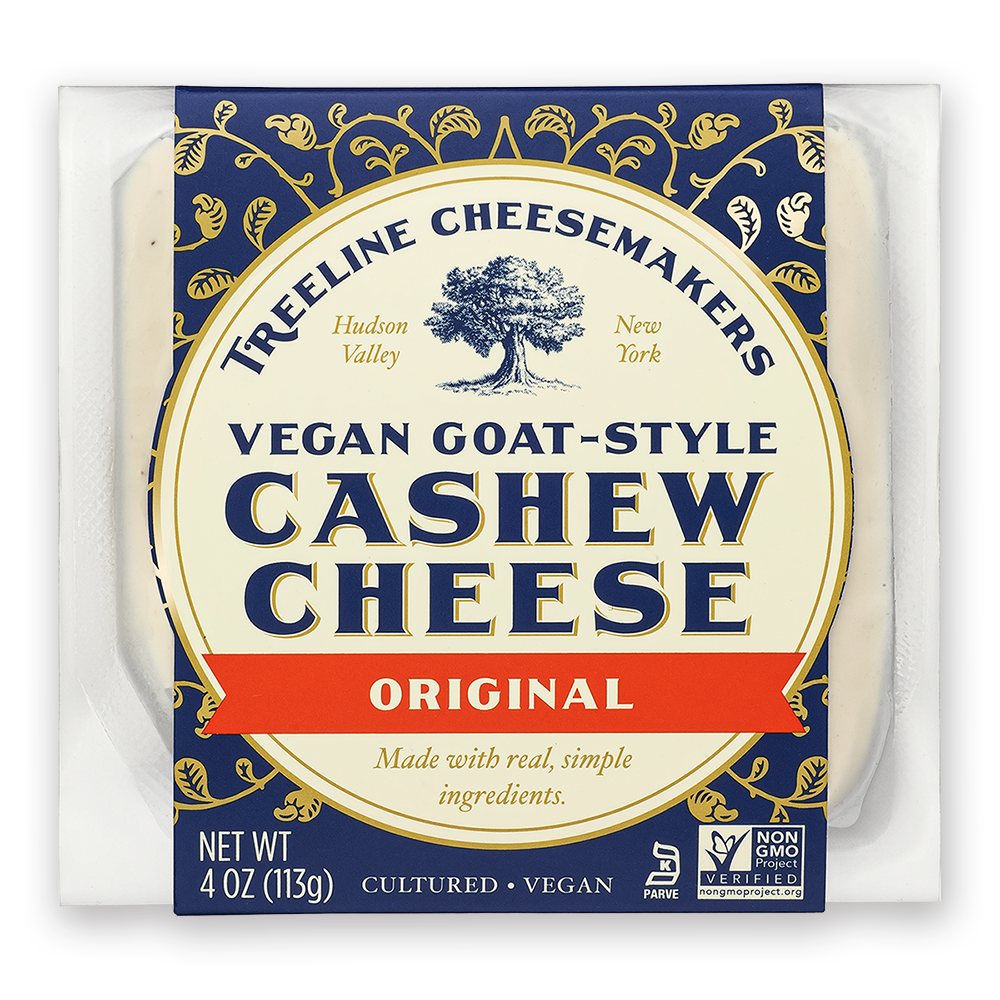 Treeline Original Vegan Goat-Style cheese in its packaging