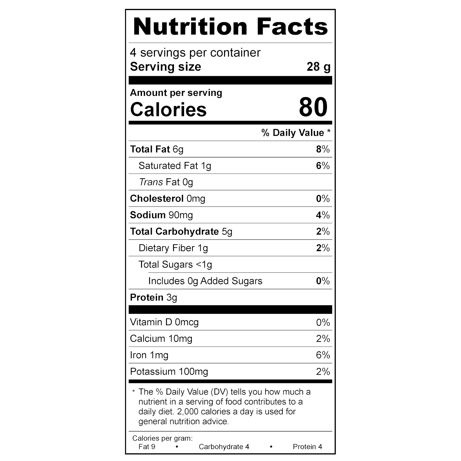 Treeline Cheese Vegan Blueberry Goat-Style Cheese Nutritional Label 