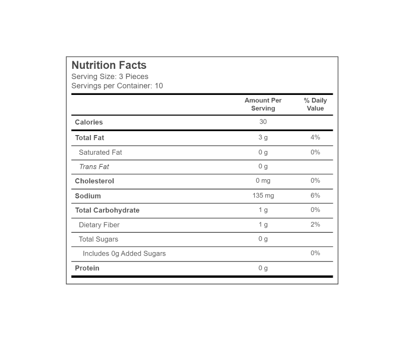 Bono Castelvetrano Olives Nutritional Label 