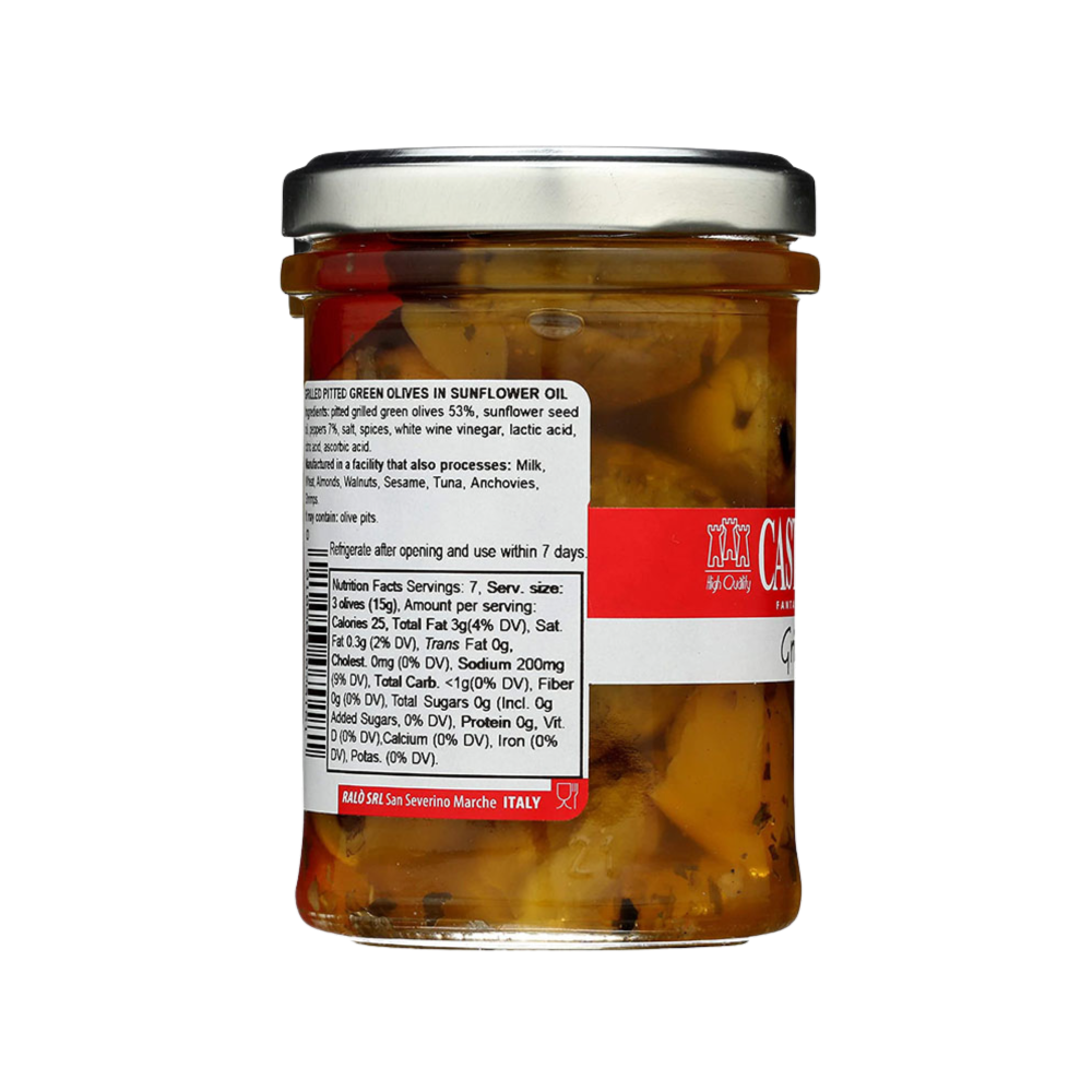 grilled olives jar nutritional label