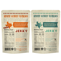 Its Jerky Yall Plant based Jerky Black Pepper & Sea Salt and Prickly Pear Chipotle Nutritional labels