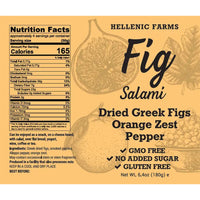 Fig salami wrapper with nutritional information label 